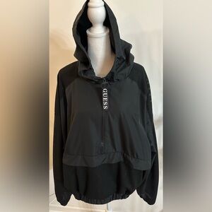 Guess Vintage Black Mesh Hooded Windbreaker - Size XL